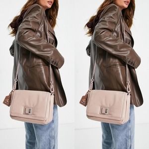 Steve Madden BTrixy Blush Pink Padded Buttery Faux Leather Croc Embossed Bag